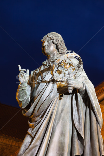 Nicolaus Copernicus Monument at Night in Torun Stock photo © rognar