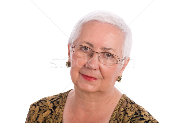 Idős nő portré izolált fehér arc haj Stock fotó © rognar