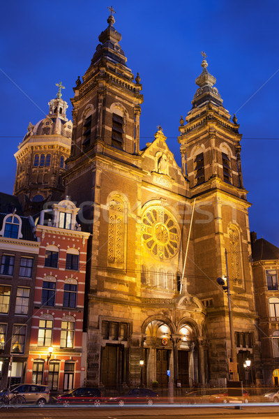 Saint Nicholas Church at Night in Amsterdam Stock photo © rognar