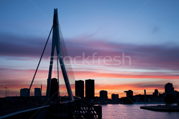 Foto d'archivio: Città · rotterdam · skyline · silhouette · crepuscolo · Paesi · Bassi