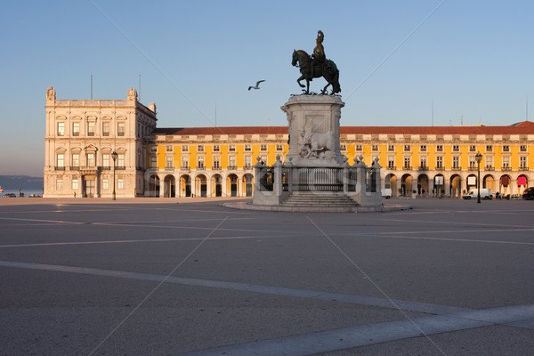 Statue of King Jose I in Lisbon at Sunrise Stock photo © rognar