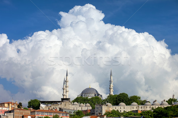 Stock fotó: Mecset · Isztambul · hatalmas · felhő · történelmi · tájékozódási · pont