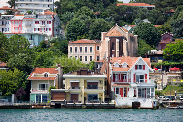 Waterside Houses Along The Bosphorus Strait Stock photo © rognar