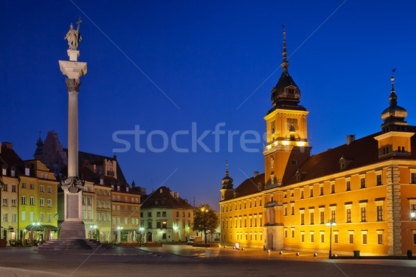 Varsavia notte reale castello re colonna Foto d'archivio © rognar