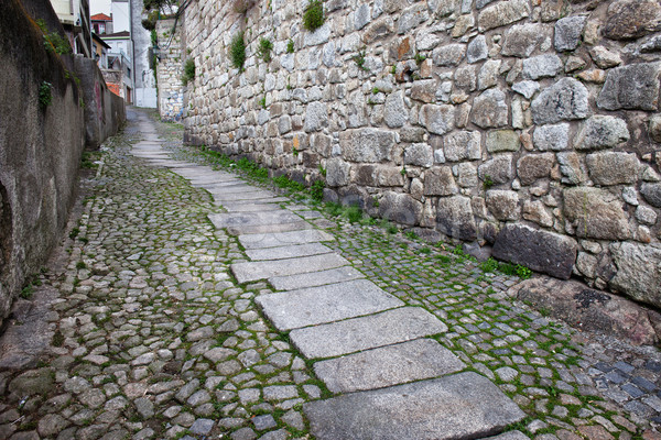 Ascending Cobbled Street in the Old Town Stock photo © rognar