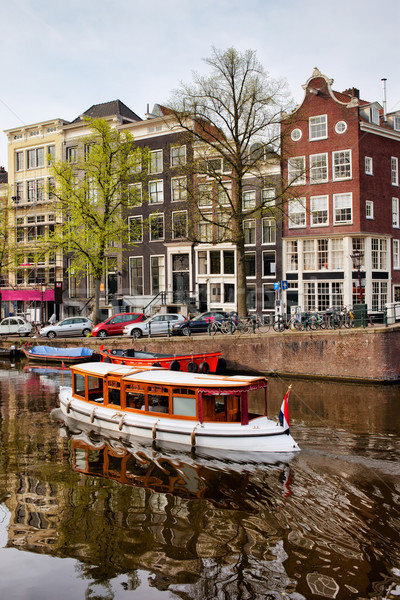 Boats on Canal in Amsterdam Stock photo © rognar