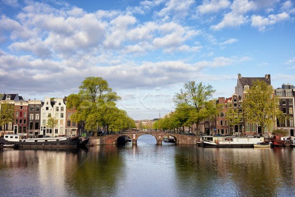 Foto stock: Río · vista · Amsterdam · holandés · casas · puente