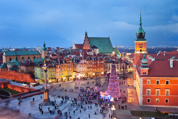 Starówka Warszawa wieczór piękna Polska Zdjęcia stock © rognar