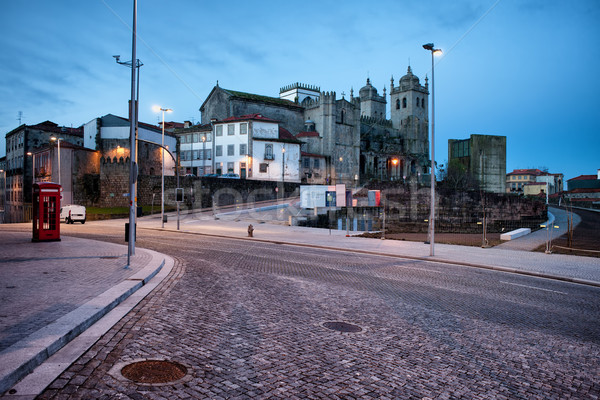 Sabah şehir Portekiz katedral ufuk çizgisi boş Stok fotoğraf © rognar