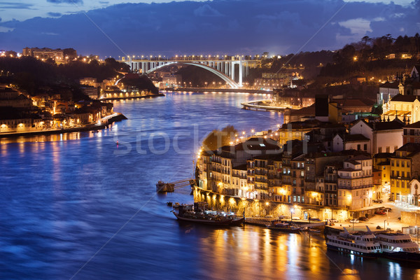 City of Porto by Douro River at Night in Portugal Stock photo © rognar