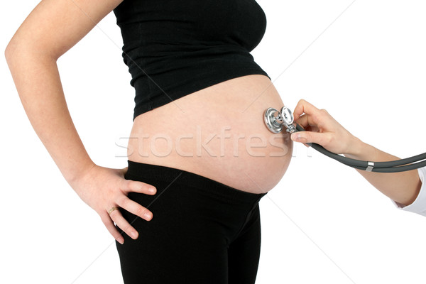 Kobieta w ciąży medycznych badanie dziewięć miesiąc brzuch Zdjęcia stock © rognar