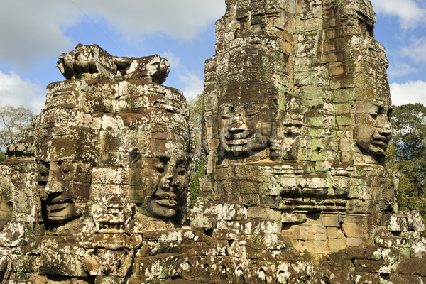 Buddha Carvings in Bayon Temple Stock photo © rognar