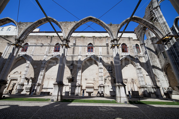 Kirche Ruinen Lissabon Portugal gotischen beschädigt Stock foto © rognar