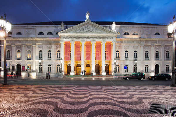 Foto stock: Teatro · noite · Lisboa · ver · praça · Portugal