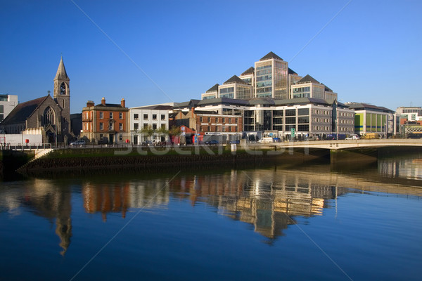 Dublino cityscape all'alba centro Irlanda business Foto d'archivio © rognar