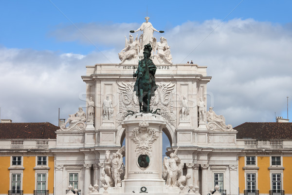 King Jose I Statue and Rua Augusta Arch in Lisbon Stock photo © rognar
