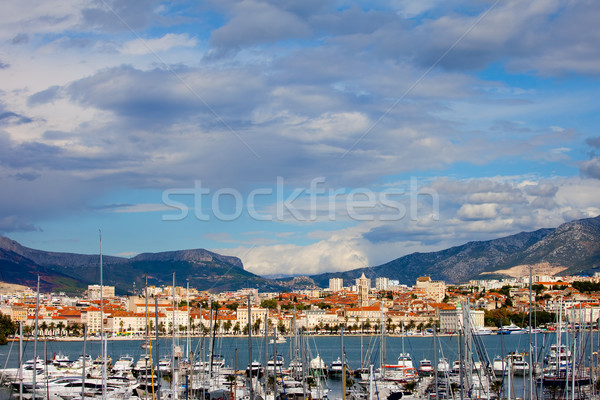 Panorama Stadtbild Meer Kroatien Hafen Vordergrund Stock foto © rognar
