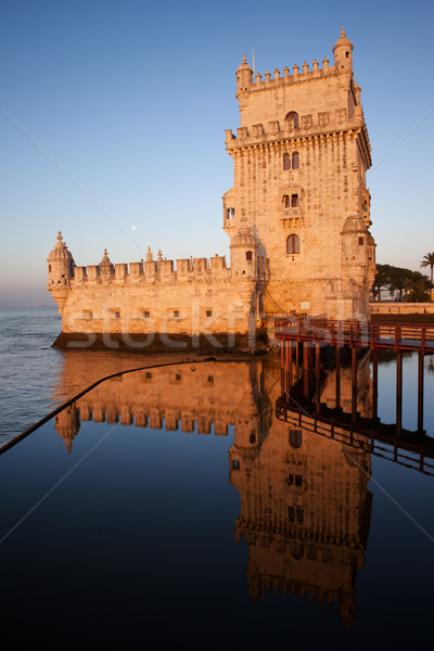 Belem Tower at Sunrise in Lisbon Stock photo © rognar