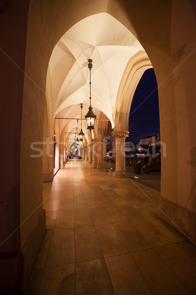 Sukiennice Colonnade at Night in Krakow Stock photo © rognar