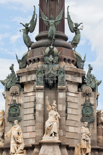 Pedestal of Columbus Monument in Barcelona Stock photo © rognar