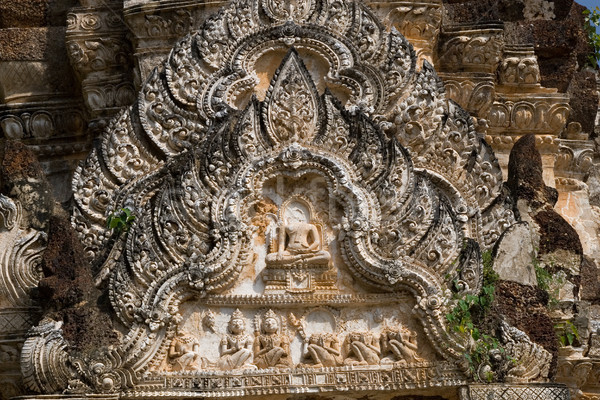 Antigo budista templo religioso alívio acima Foto stock © rognar