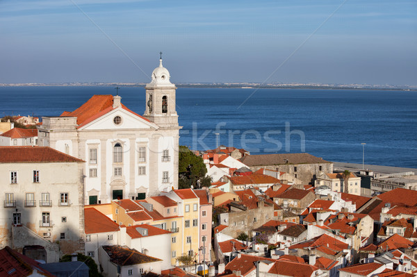 Stock fotó: Város · Lisszabon · kerület · Portugália · kilátás · templom