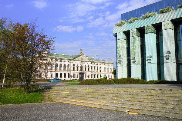 Könyvtár bíróság Varsó építészet Lengyelország épület Stock fotó © rognar