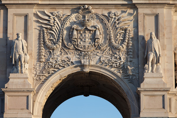Coat of arms of Portugal on Rua Augusta Arch in Lisbon Stock photo © rognar