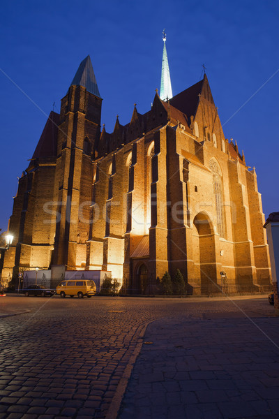Church of the Holy Cross by Night in Wroclaw Stock photo © rognar