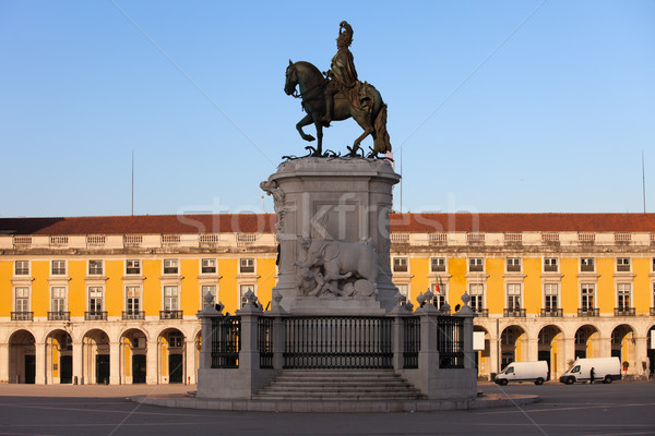 Statue of King Jose I in Lisbon at Sunrise Stock photo © rognar