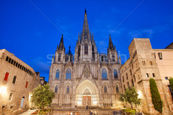 Barcelona katedral gece Gotik çeyrek şehir Stok fotoğraf © rognar
