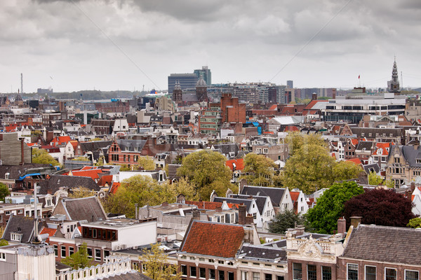 Città Amsterdam sopra Paesi Bassi edifici case Foto d'archivio © rognar