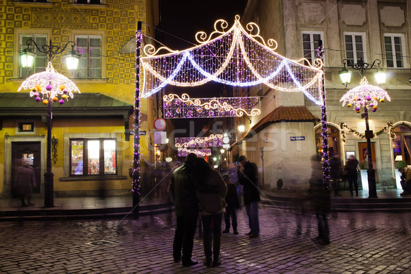 Christmas Illumination in the Old Town of Warsaw Stock photo © rognar