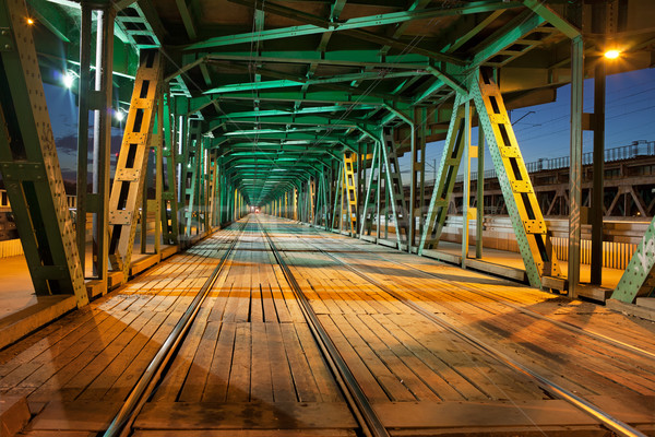 Steel Truss Bridge Tramway at Night Stock photo © rognar