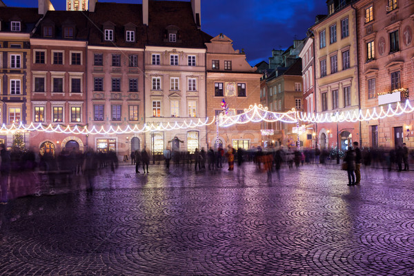 Old Town Market Place at Night in Warsaw Stock photo © rognar
