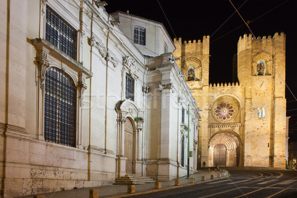 Lisboa catedral noche Portugal lisboa Foto stock © rognar