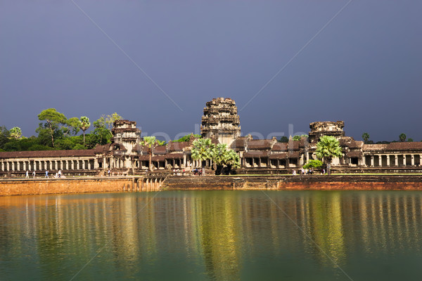 Foto stock: Angkor · Wat · templo · arquitectura · puesta · de · sol · tempestuoso · cielo