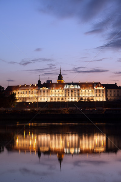 Royal Castle and Vistula River at Twilight in Warsaw Stock photo © rognar