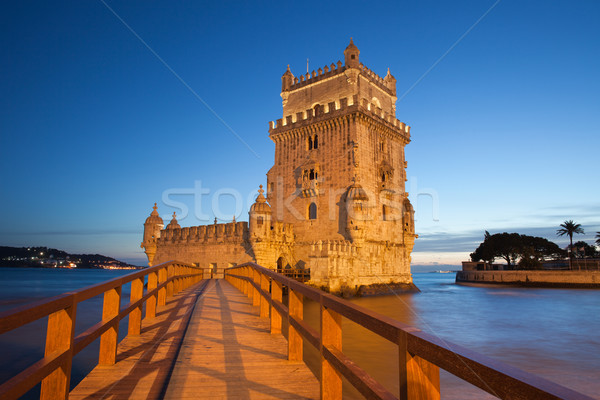 Belem Tower in Lisbon Illuminated at Night Stock photo © rognar