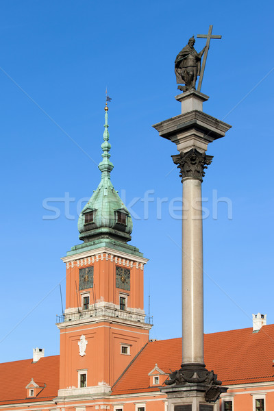 Sigismund Column and Royal Castle in Warsaw Stock photo © rognar