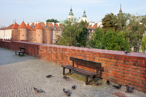 Altstadt Warschau Wände Polen Wand Architektur Stock foto © rognar