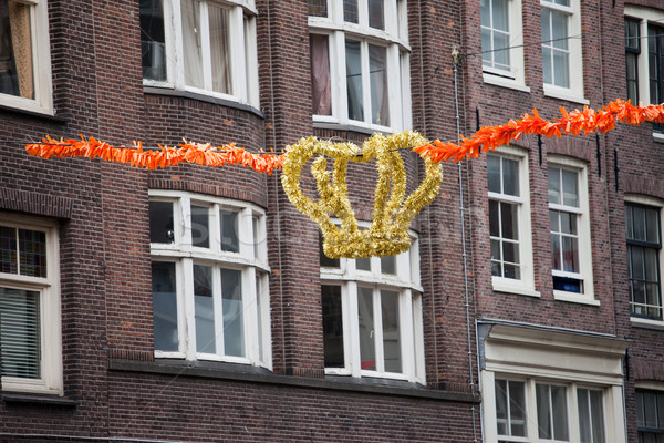 корона оранжевый гирлянда Амстердам королевский улице Сток-фото © rognar