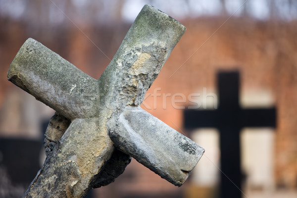 Leaning Cross at Cemetery Stock photo © rognar