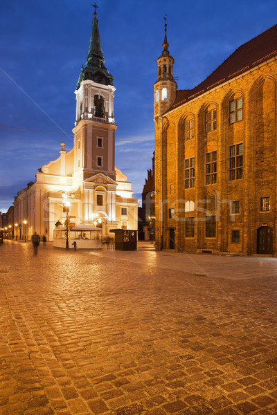 старые рынке квадратный ночь Церкви святой дух Сток-фото © rognar