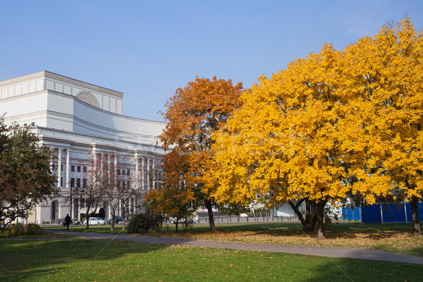Autunno giardino Varsavia teatro costruzione Polonia Foto d'archivio © rognar