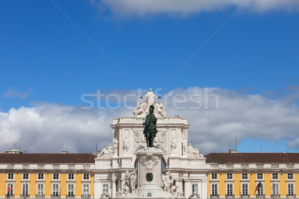 Rua Augusta Arch and Statue of King Jose I in Lisbon Stock photo © rognar