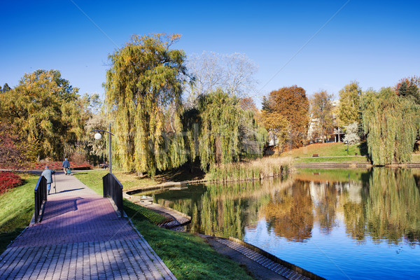 Park Varsó ősz város Lengyelország természet Stock fotó © rognar