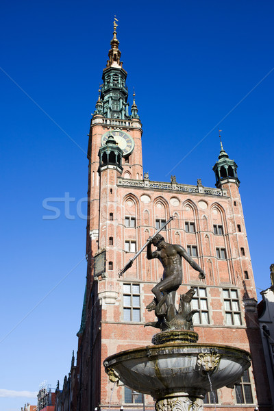 Town Hall and Neptune Statue in Gdansk Stock photo © rognar