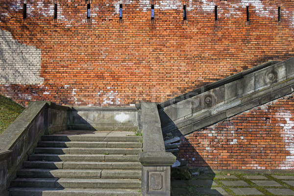 шаги цитадель кирпичная стена крепость Варшава Польша Сток-фото © rognar