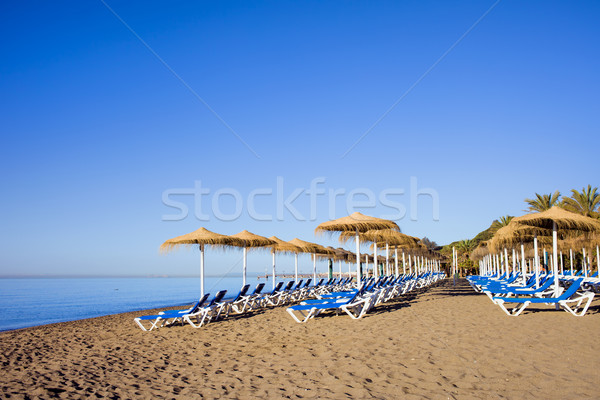 Sun Loungers on a Beach in Marbella Stock photo © rognar